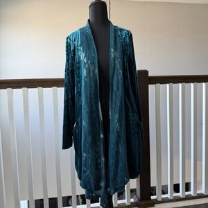 Indigo Thread Co Velvet Teal Lace WhimsiGoth Cardigan Grunge Sz L Cosplay‎ Boho